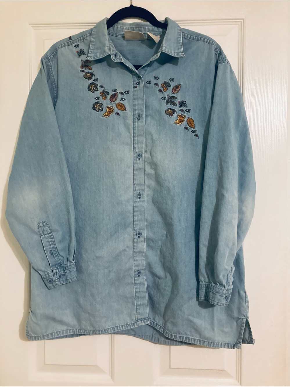 Northern Reflections Autumn Embriodered Denim Button Up